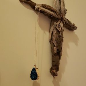 Blue stone and gold chain necklace